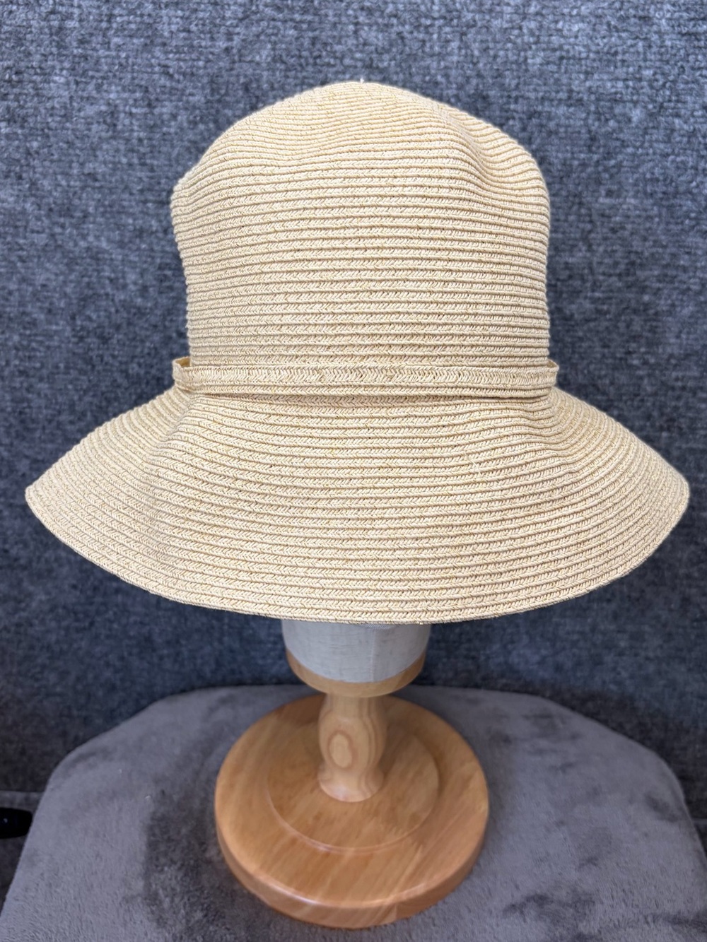 Women's Cream Woven Bucket Hat with Slim Band